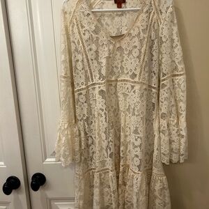 Boot Barn Western Lace Floral Cream  Dress